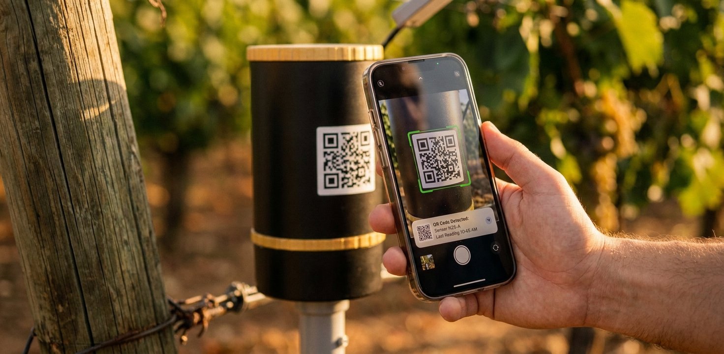 A phone scanning the QR code on a node, building the map in real time
